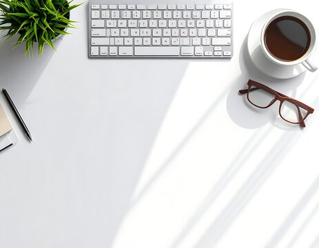 A cluttered white desk with office supplies (3)