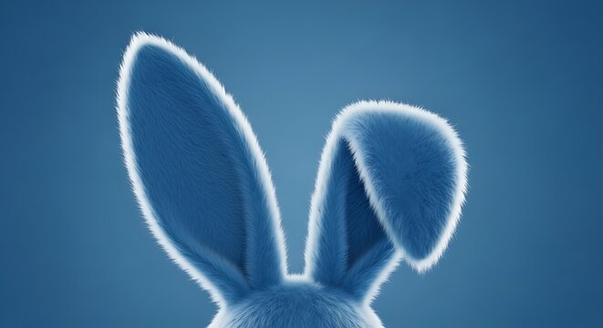 Closeup of blue rabbit ears on a blue background