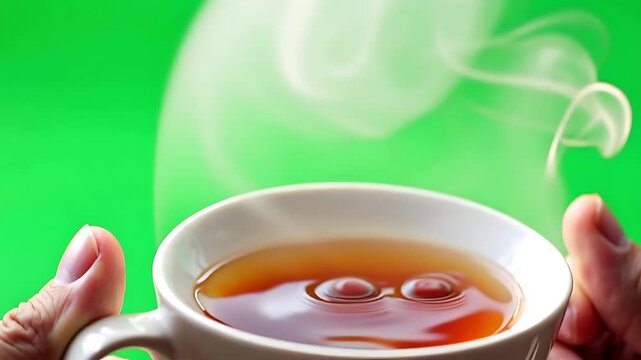 Steaming Tea Cup Close Up Cartoon