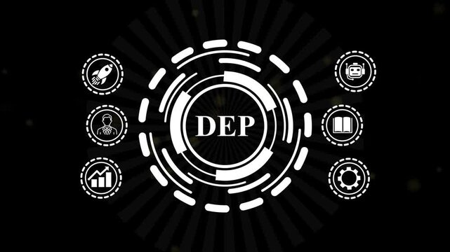 DEP investment business growth digital graph. Animated digital interface displaying return on investment concept with business growth icons, futuristic neon motion graphic.4k animation 4k