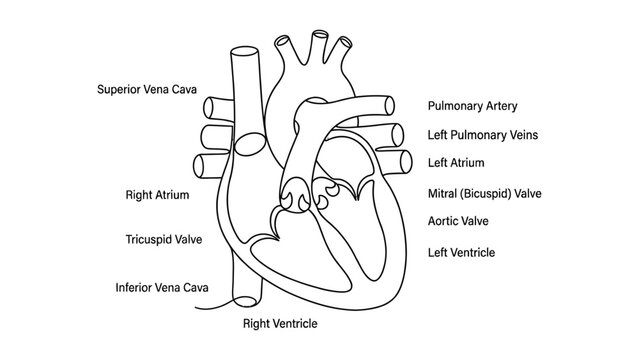 Detailed diagram of the human heart.
