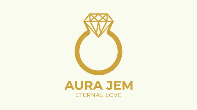 Elegant Gold Ring with Diamond Gemstone for Aura Jem Eternal Love Brand.