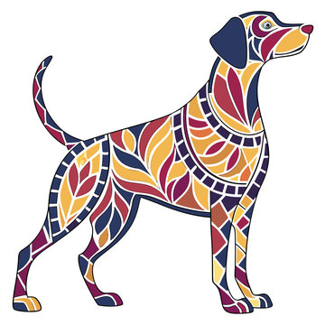 Abstract decorative standing dog pattern illustration.