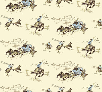 cowboy horse riding rodeo pattern fabric texture