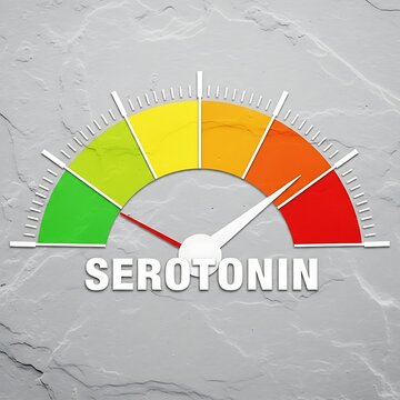 Serotonin level gauge meter showing high hormonal balance indicator