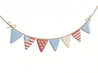 Obraz premium Festive patriotic bunting flags in red, white, and blue, perfect for celebrations and decorations