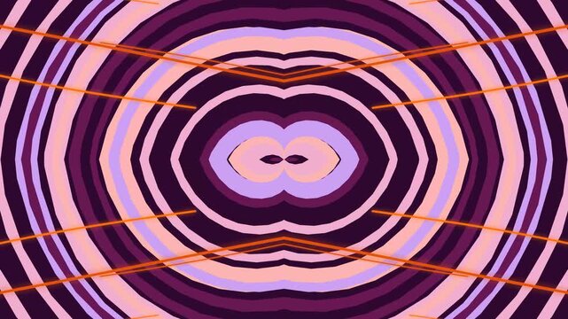 Abstract hypnotic design with concentric oval shapes in plum lavender and peach colors creating a mesmerizing optical illusion effect