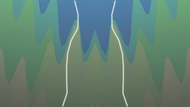 Abstract jagged green and blue gradient background with sharp peaks; artistic backdrop with geometric zigzags and layered color shifts