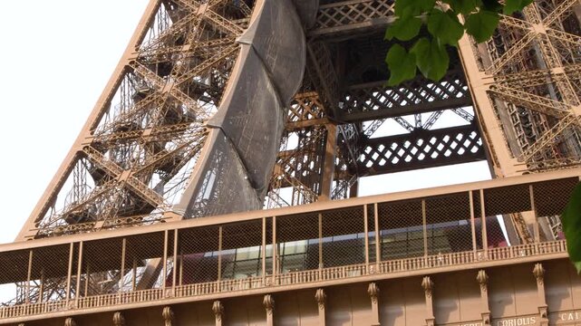 Low Angle View of the Eiffel Tower Structure in Paris France