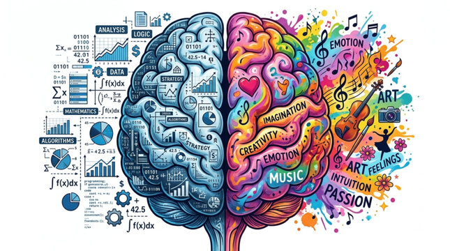 Creative and Logical Brain Hemispheres Concept Art.