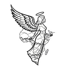 Fototapeta premium Angel silhouette with African continent map inside, symbolizing hope and protection