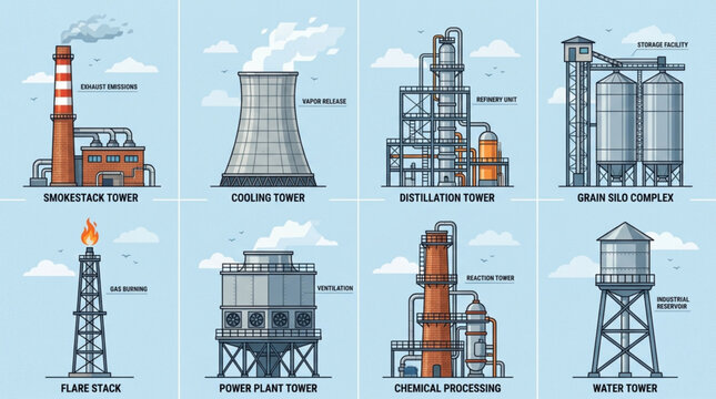 Industrial structures and cooling towers.