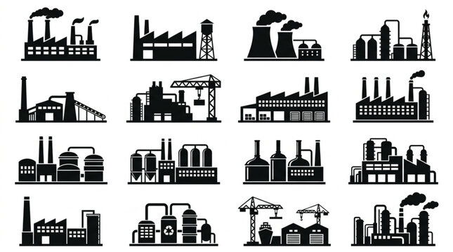 Industrial factory buildings and facilities.