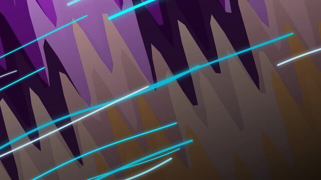 Abstract purple and brown zigzag pattern backdrop with fast moving light rays creating dynamic background for creative projects