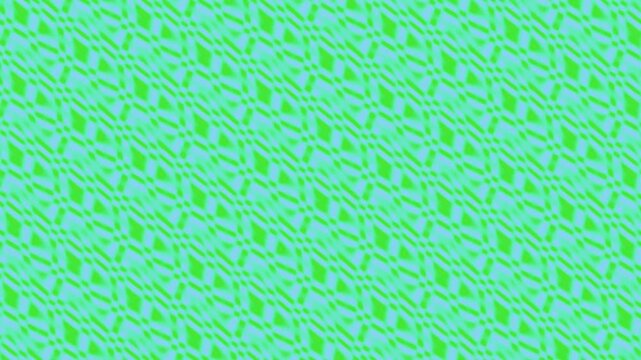 Abstract seamless pattern with repeating distorted shapes in wavy diagonal rows; stylish vibrant background in green and light blue colors