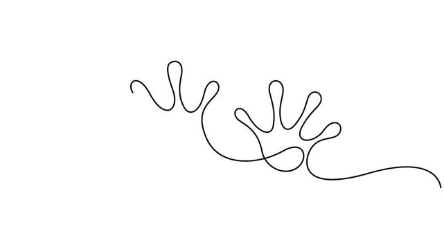 One Continuous Line Drawing Frog Footprints Animation 