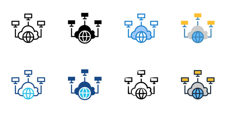 VLAN icons set multiple style collection. Editable stroke 
