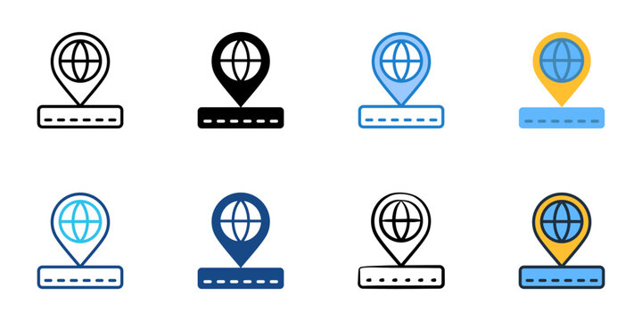 DNS server icons set multiple style collection. Editable stroke 
