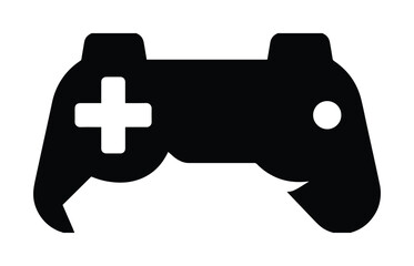 Minimalist black video game controller icon, modern gaming console symbol. Simple vector graphic for digital interfaces, app design, and entertainment concepts. © Nasra