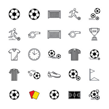 Soccer Icons Collection: Balls, Goals, Players, Whistle, Trophy, Uniforms, Clock, Shoes