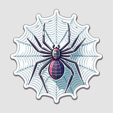 Illustration of a Black Widow Spider on its Web