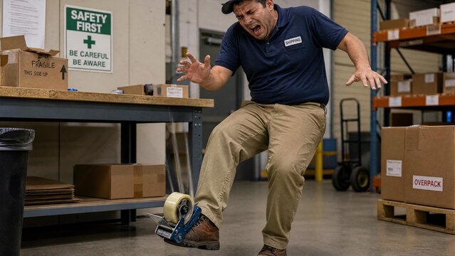 Warehouse Worker Suffering a Workplace Accident and Injury in a Logistics Center
