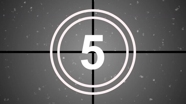10 seconds old film countdown timer animation, retro timer animation 10 to 0 in 4k, retro cinema film countdown sequence, perfect for nostalgic movie starts