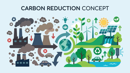Fototapeta premium Carbon reduction concept with eco friendly symbols.