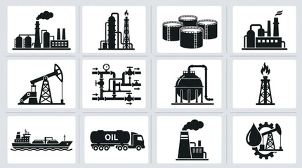 Industrial oil and gas icons set. © Yuki