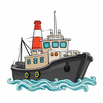 Cartoon Tugboat Illustration