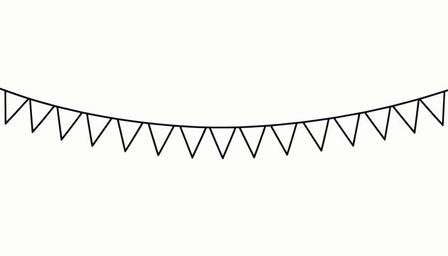 Decorative String of Pennant Flags Hanging Across a Bright Backdrop Photograph