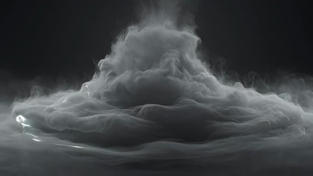Abstract animation full frame wave saturation smoke cloud mist dark background with atmospheric motion, black background, soft motion, dark tone, gray smoke cloud swirl, SEO friendly searchable title