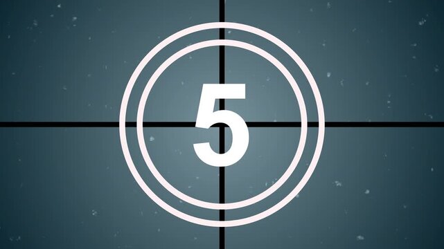10 seconds realistic vintage old movie countdown intro animation timer animation 10 to 0 in 4k, retro