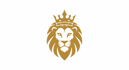 Obraz premium Golden lion head logo with crown.