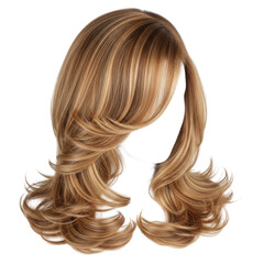 Naklejka premium realistic long wavy blonde hair wig with natural curls isolated on transparent background