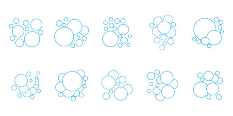 Simple and fun seamless pattern of blue soap bubbles on white background. vector illustrtion