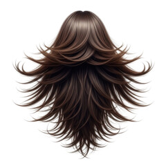 Fototapeta premium long wavy brunette hair flowing in wind isolated on transparent background