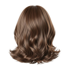Fototapeta premium realistic human hair wig with natural waves and volume isolated on transparent background