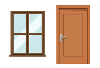 Obraz premium Modern Window and Door Set Design in a Minimalist Interior Setting Illustration