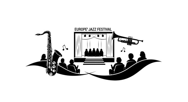 Jazz festival music event illustration logo.