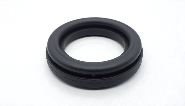 Black rubber O-ring on white background.