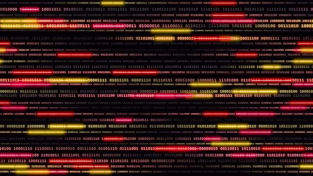 Datastream Neon Pulse in a Flowing Binary Code Neon Lines Across a Dark Digital Environment for Futuristic Tech Visuals