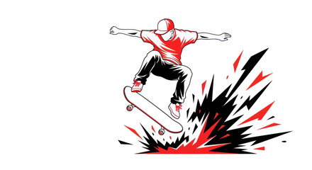 Skateboarder Performing Trick with Explosive Energy Burst © mus