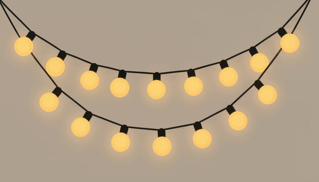 String Lights Decoration Hanging on a Plain Muted Background