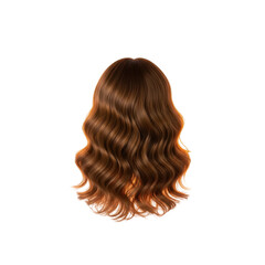 Fototapeta premium wavy chestnut human hair wig with natural highlights isolated on transparent background