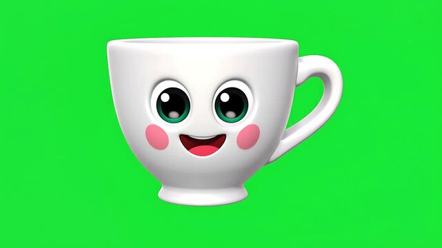Pink Tea Cup Cartoon Illustration