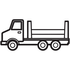 Fototapeta premium A large truck with an empty bed and three wheels on the back isolated on white background