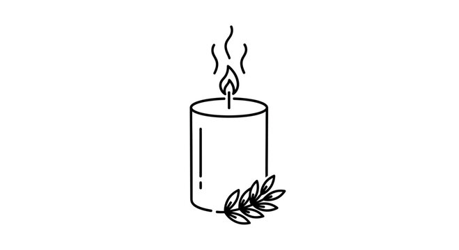 Burning white candle with flame.