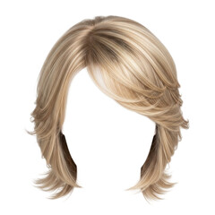 Naklejka premium blonde wavy human hair wig with natural texture ends isolated on transparent background