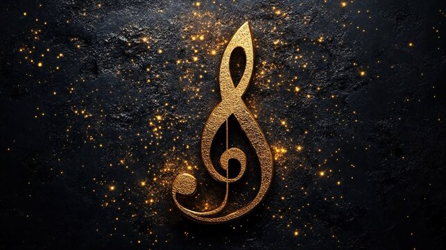 Elegant Gold Treble Clef Emblem on a Dark Background